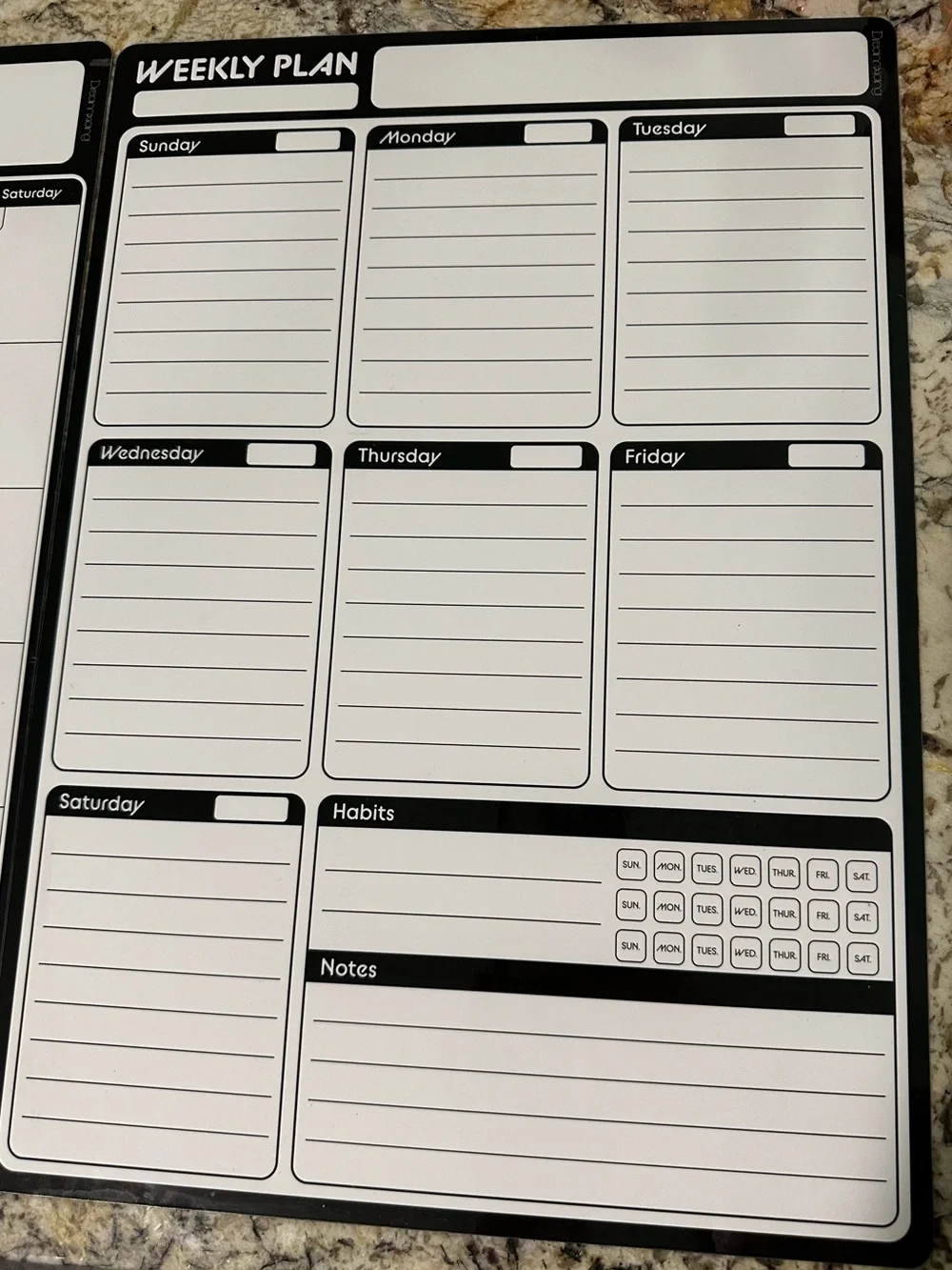 Magnetic Planner Set - Black & White Monthly, Weekly & Daily Boards
